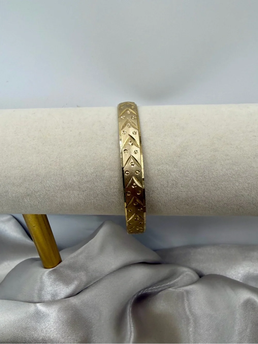 Vintage Style Engraved Gold Tone Baby Bangle Bracelet